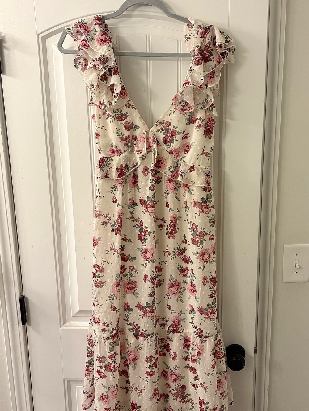 Trixxi Cream Maxi Dress with Pink Floral Print